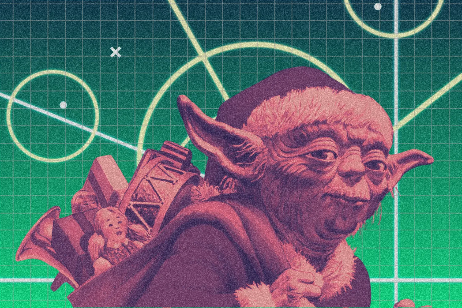 Yoda as Santa Clause, from a 1980s Lucasfilm holiday card.