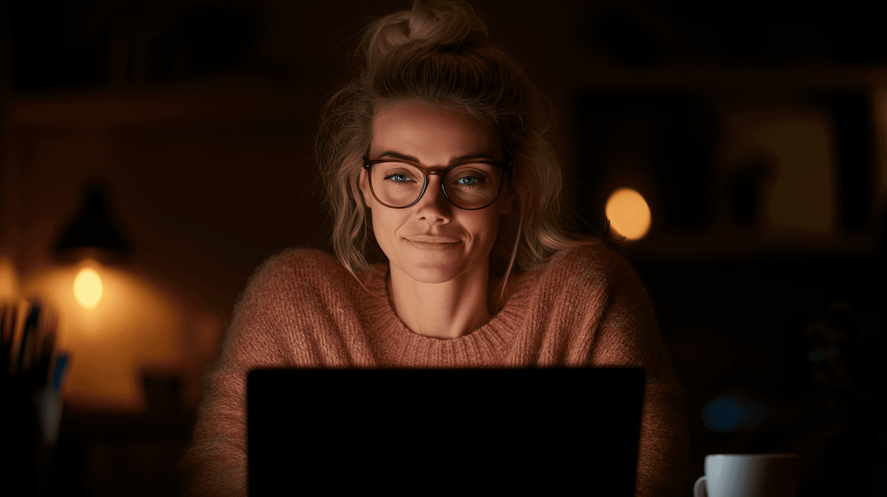 nanny working on her profile on a laptop