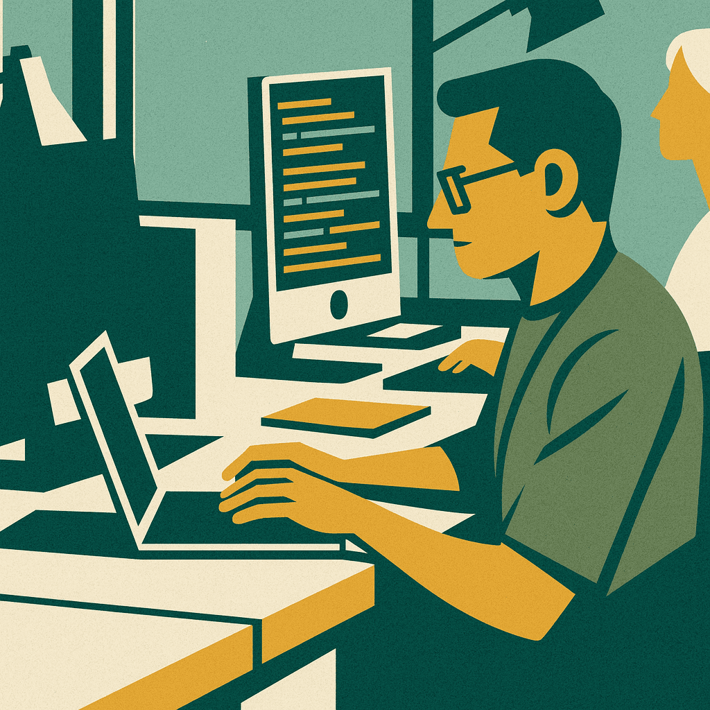 Studente che lavora al computer in un laboratorio informatico, durante una lezione pratica di cybersecurity e protezione dei dati.