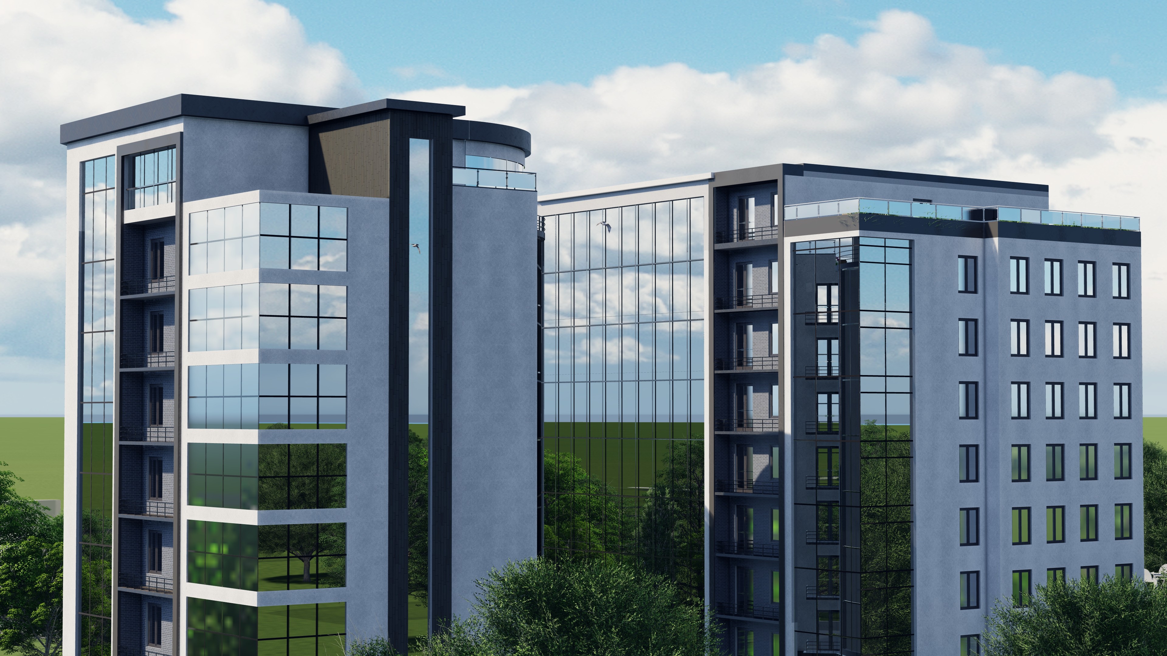 Архитектурный рендер бизнес-центра в Яккасарайском районе