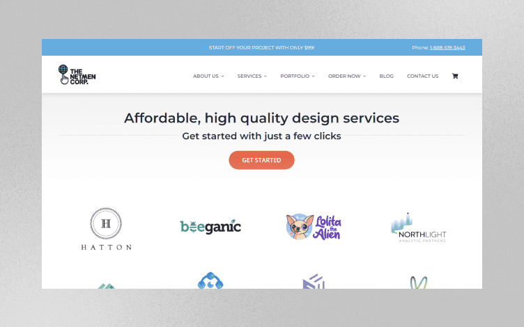 A screenshot of the landing page for the Netmen Corp