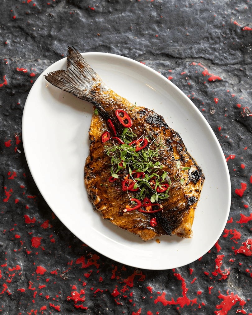 Robalo com Vinagrete Fumado