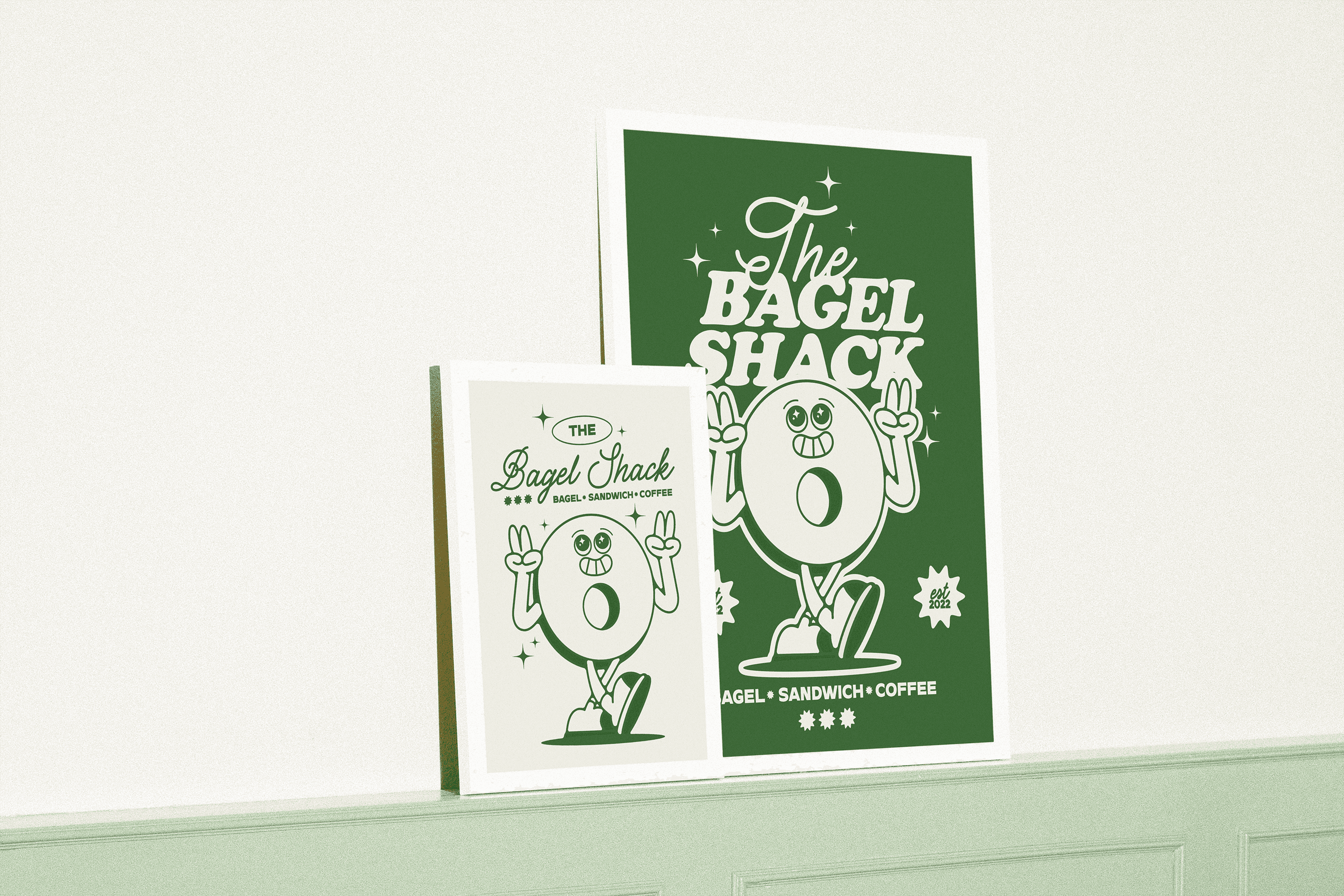bagel shack, bagel, cafe, bakery, business, logo, brand identity, illustration, mascot design, character design