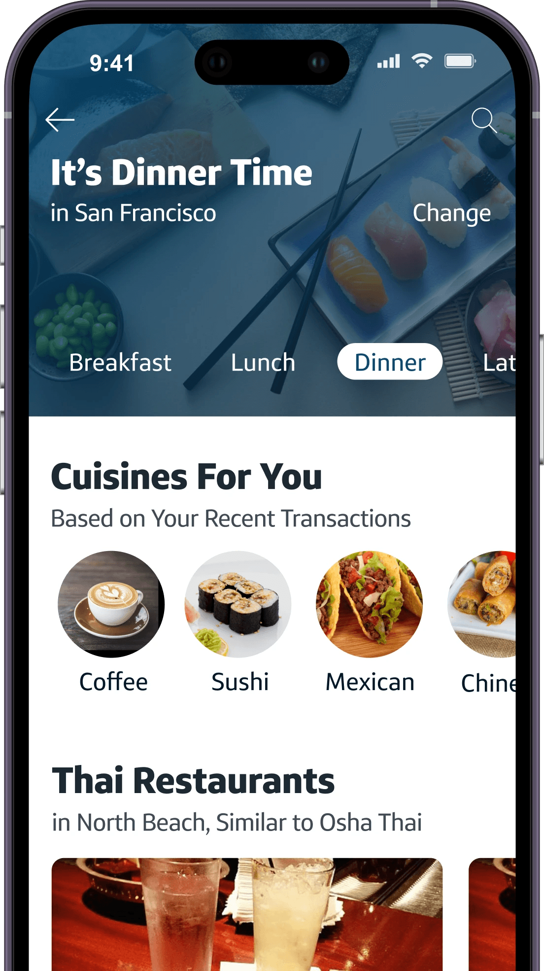 Picture of the final design of the Dining Explorer App.