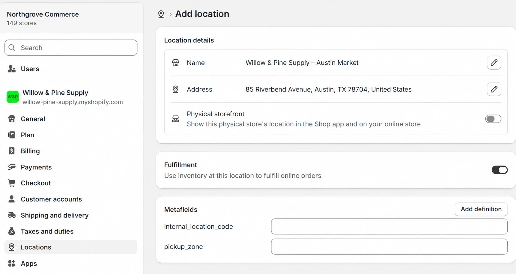 Adding location for shopify 3PL