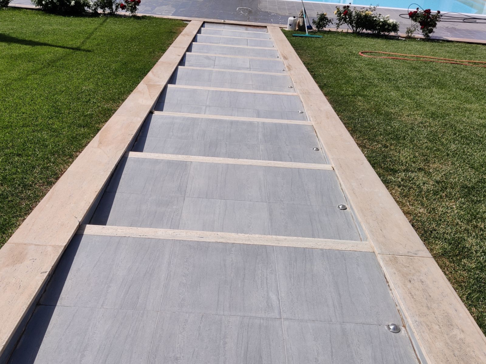 Steps down to the pool, after treatment