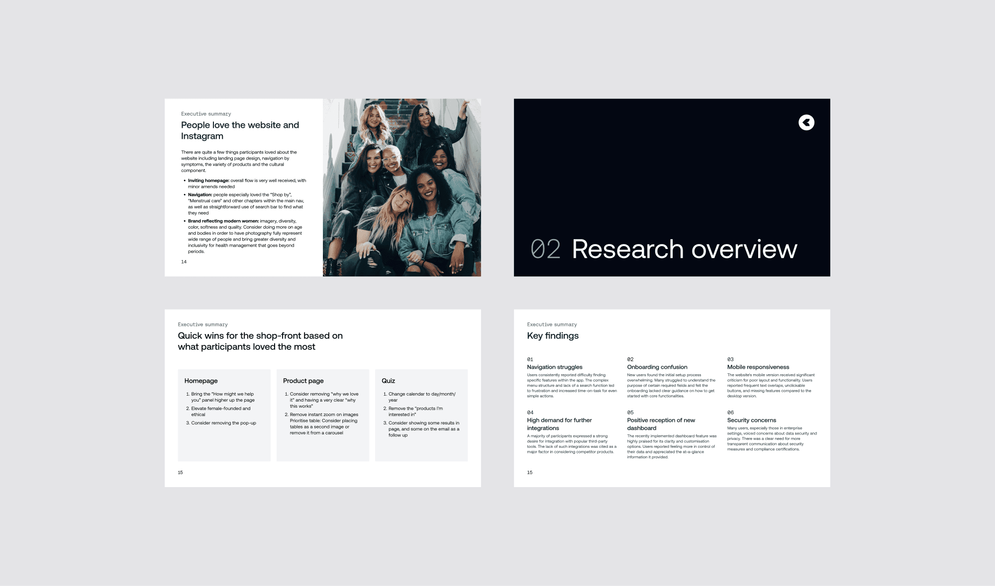 Some slides from a user research deck