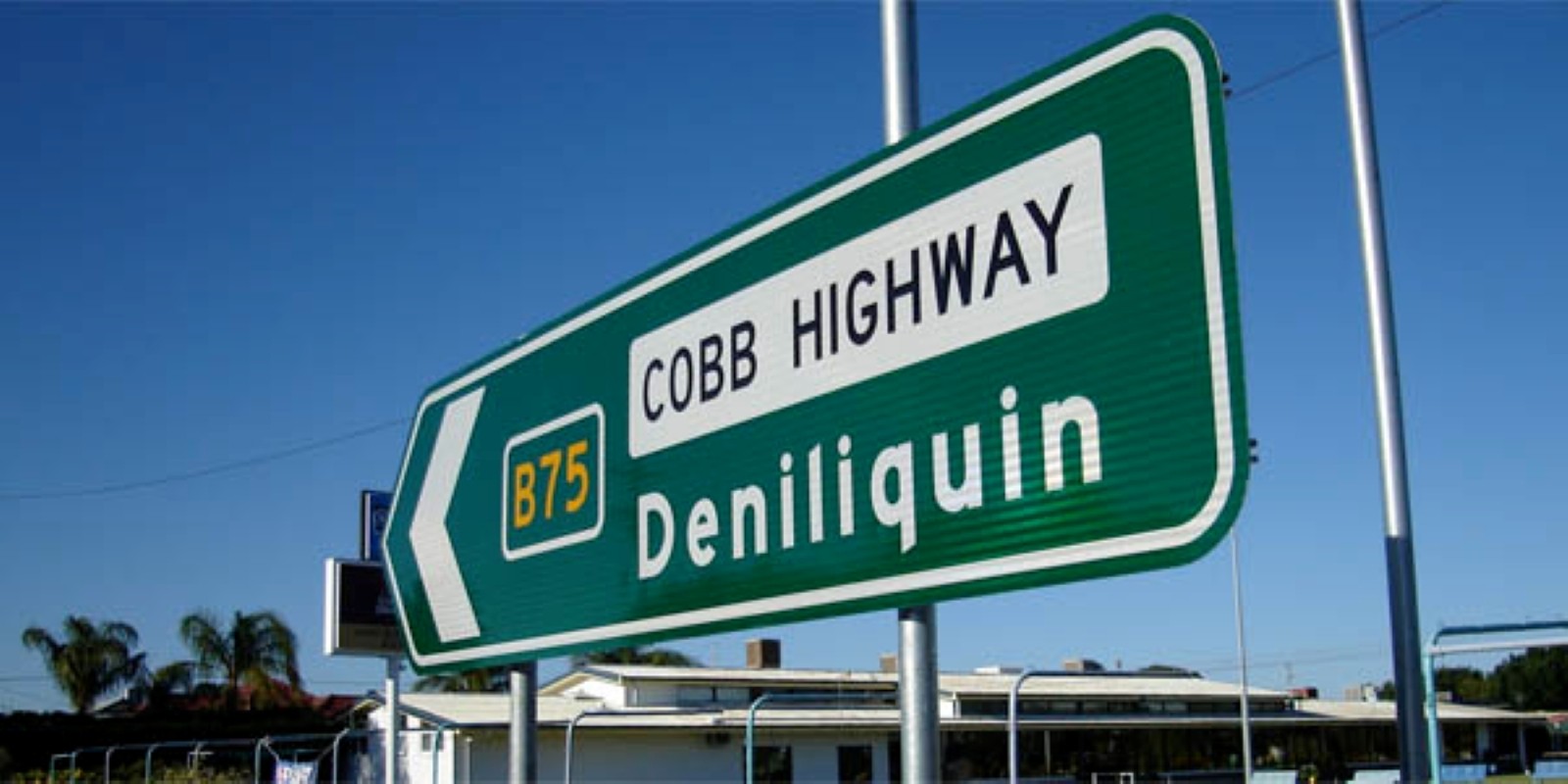 Cobb Highway road sign at Deniliquin, part of the Cobb Highway Upgrade project managed by UMINEX
