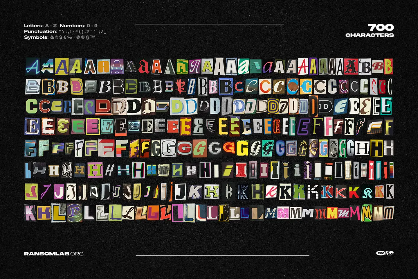 RansomLab collection of over seven hundred high resolution alphabet letters numbers and special symbols