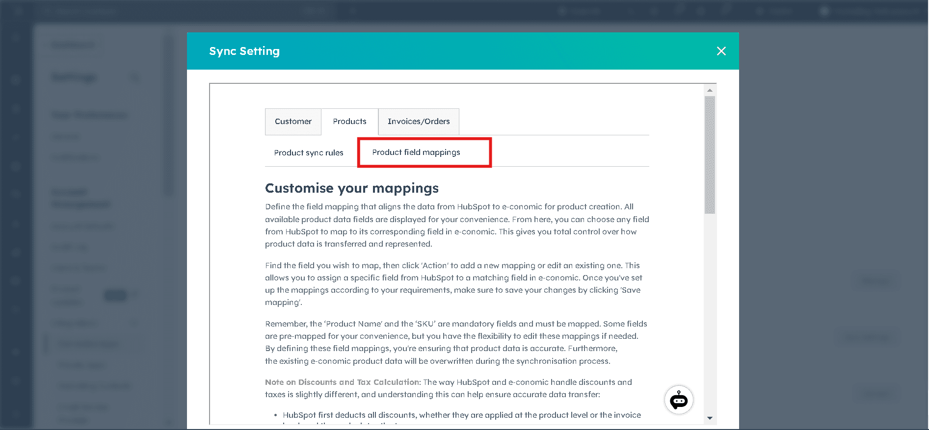 Setting Up Product Field Mappings