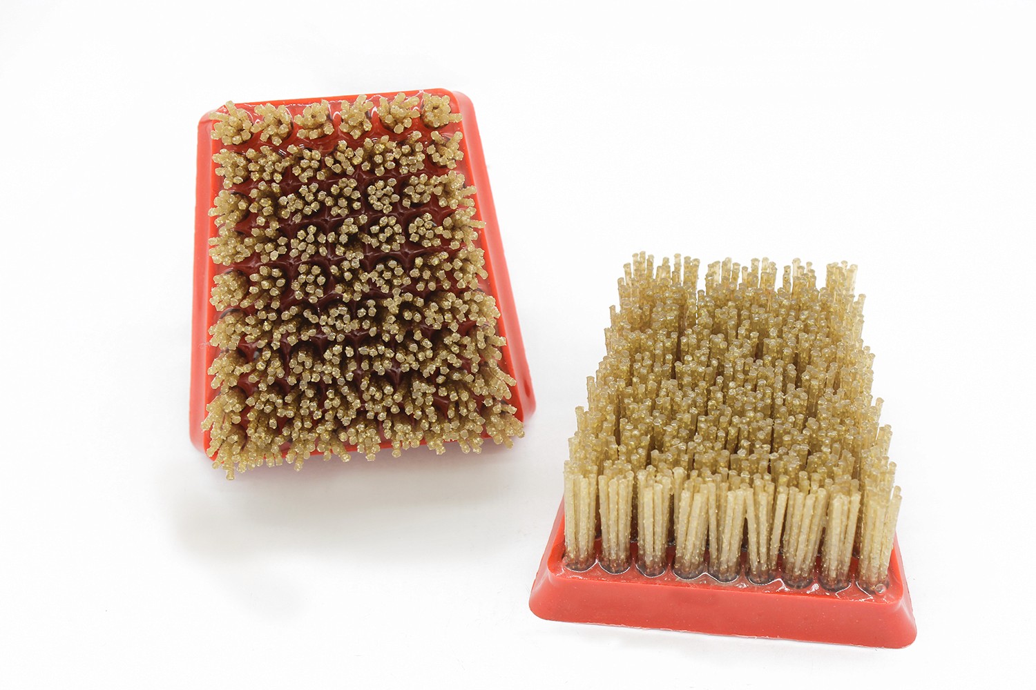 Two diamond abrasive brushes placed side by side, showcasing the top and side views.