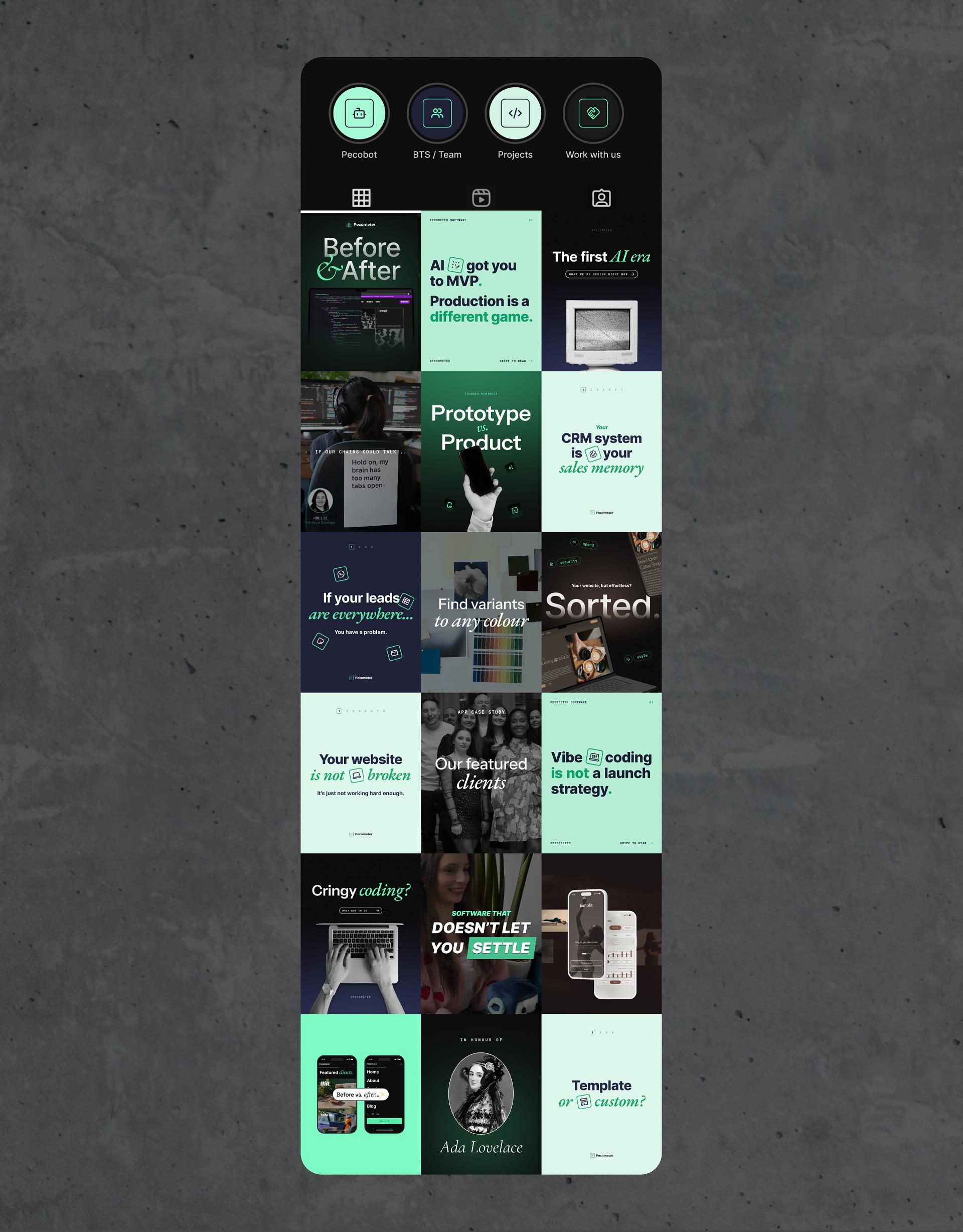 Pecometer Software UX/UI, Web and Brand Design - Pecometer Social Media Feed Post Design