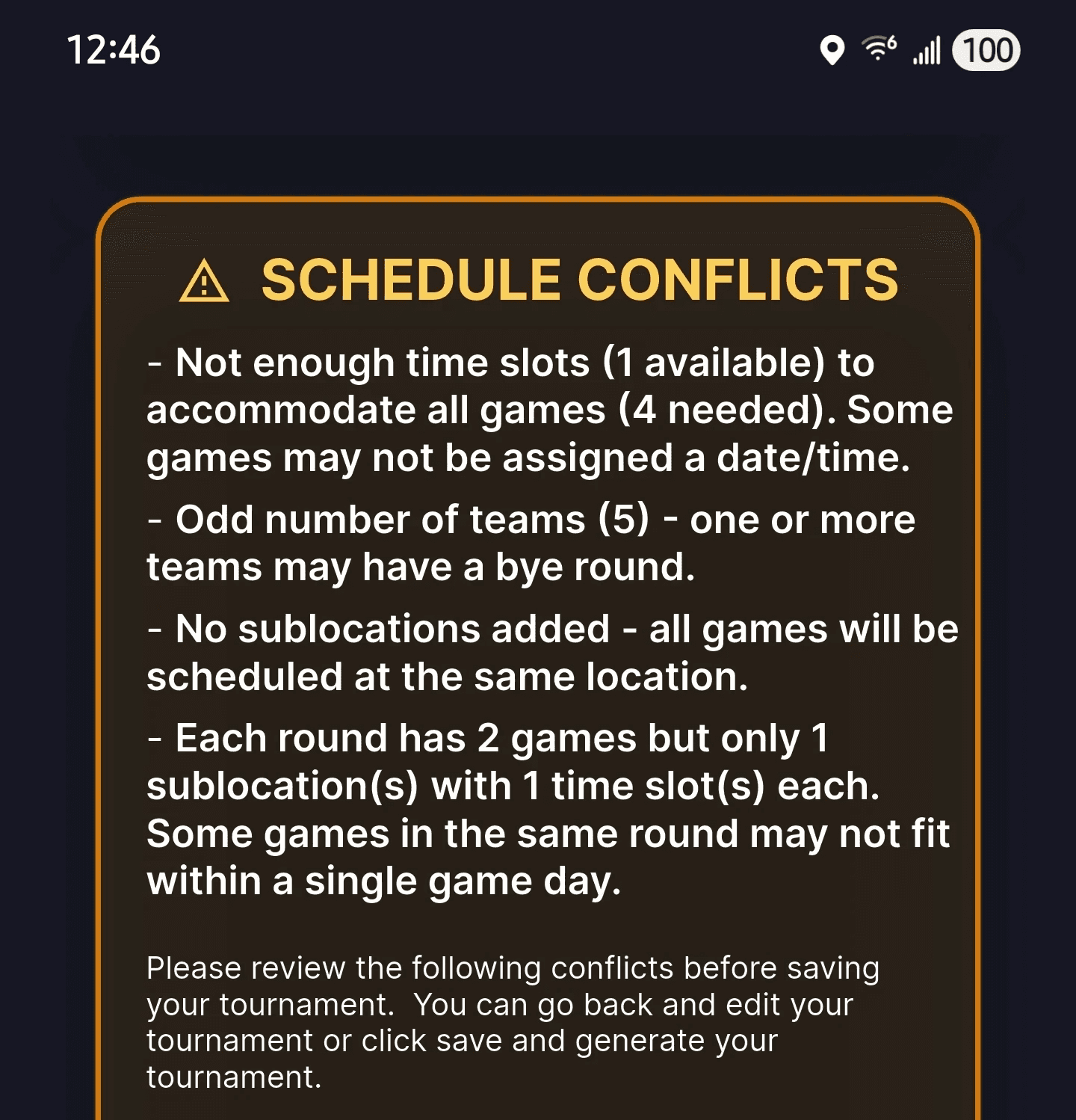 BrackIt conflict checker screenshot