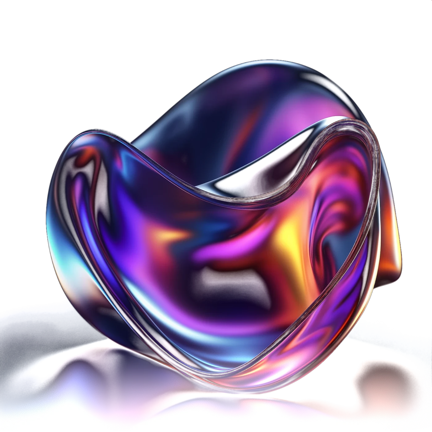 Iridescent chrome ribbon sculpture