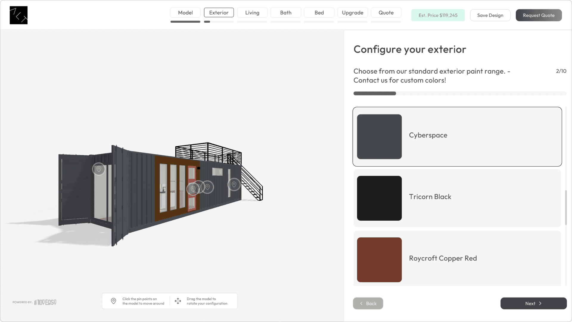 Nordic and Spruce using Tiny Easy's 3D Tiny House Configurator