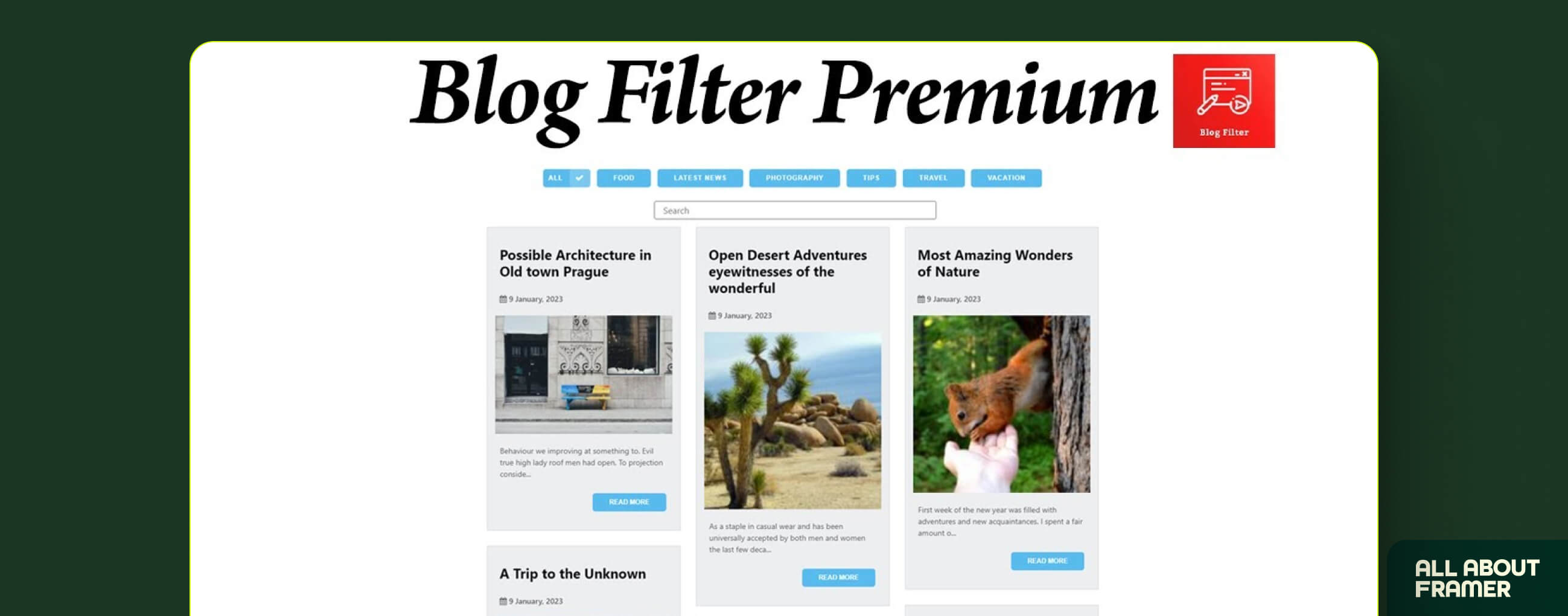 Blog filter UI