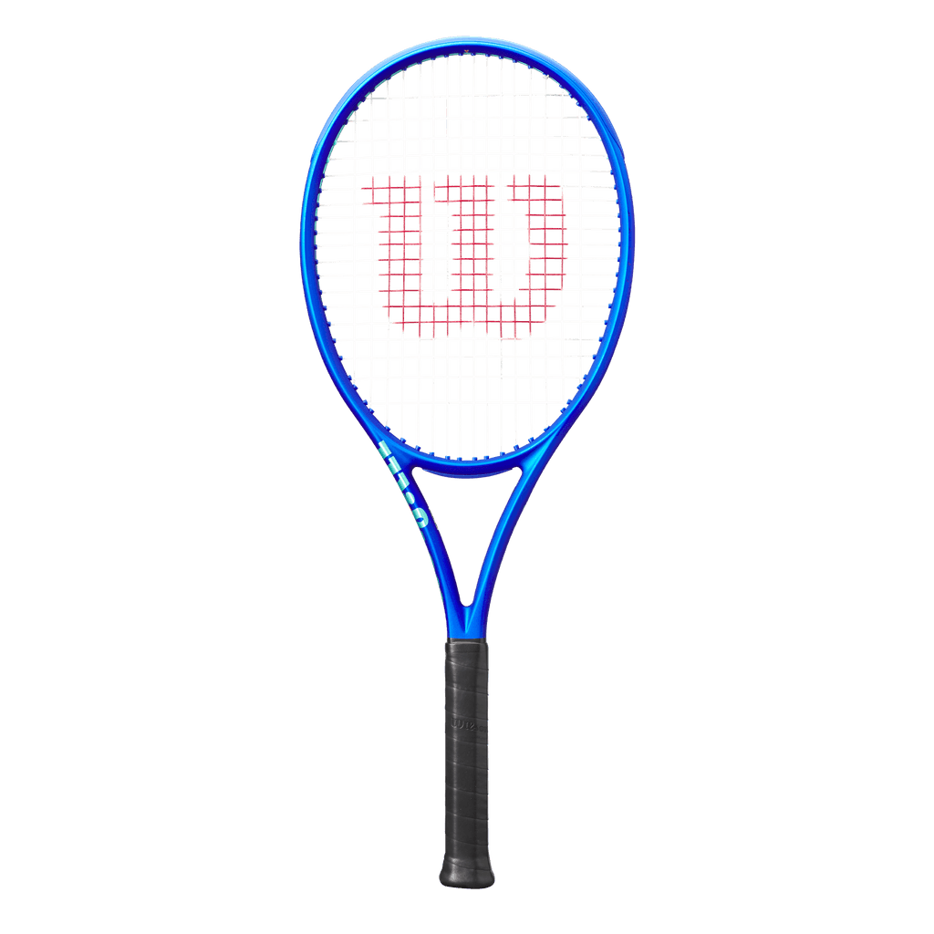 Wilson Ultra 100L V5 electric indigo tennis racquet shown face-on
