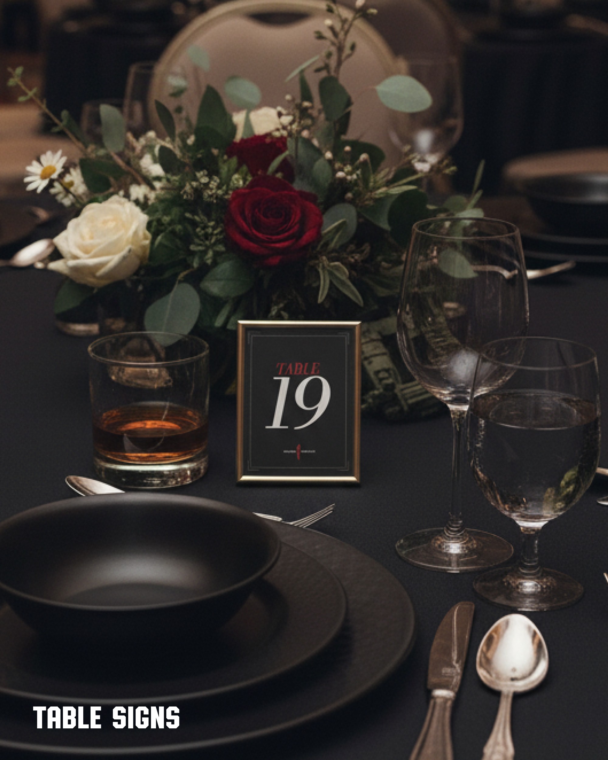 Table setting with table sign