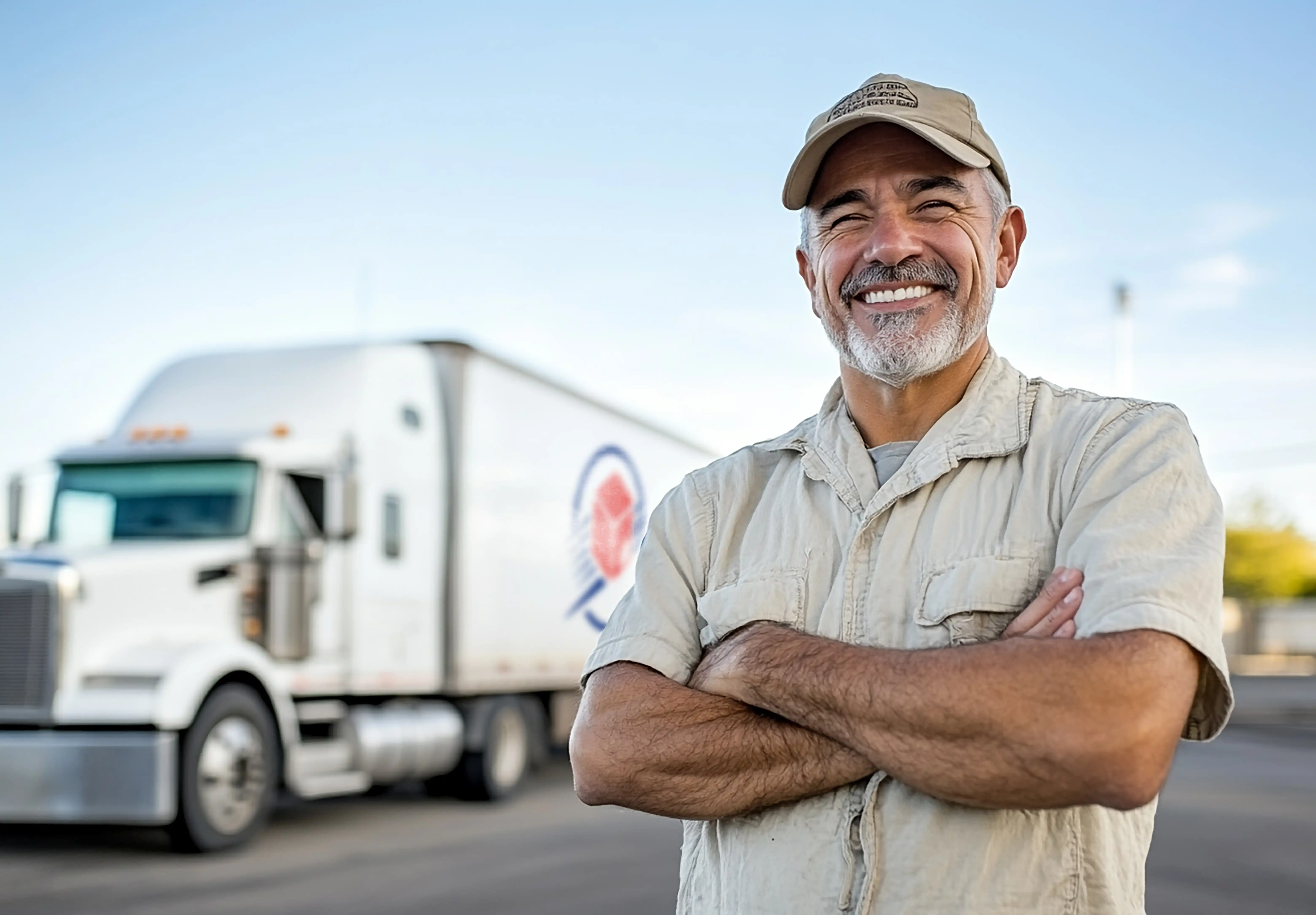 Delivery Woman holding package and smiling to the camera