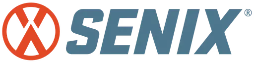 The image features the Senix logo, displaying the brand name in bold, stylized blue letters with an orange circular emblem to the left, symbolizing innovation and technology.