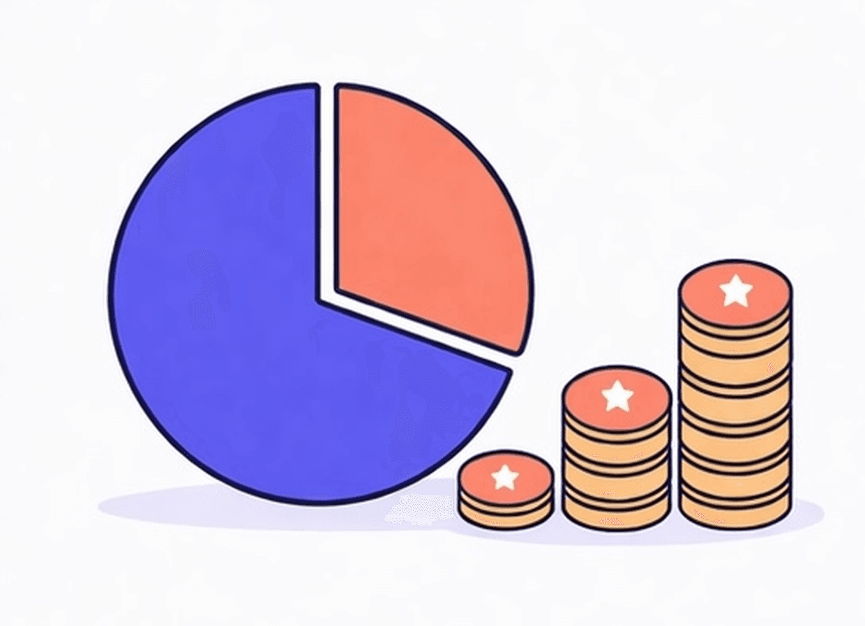 Illustration of a marketplace commission split showing vendor earnings and marketplace operator commission on a Shopify multi-vendor sale