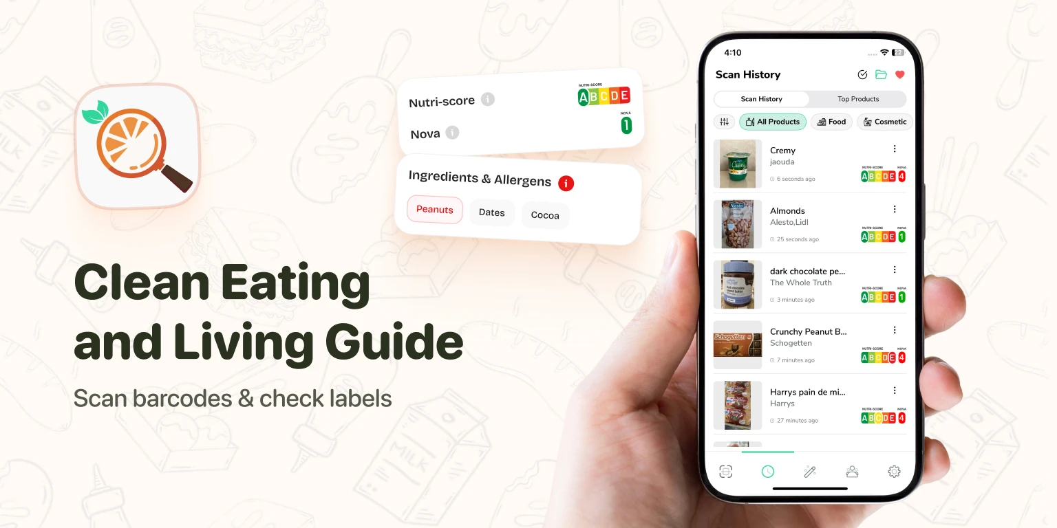 PureCheck ingredient checker app showing product scanning and ingredient analysis on a smartphone.