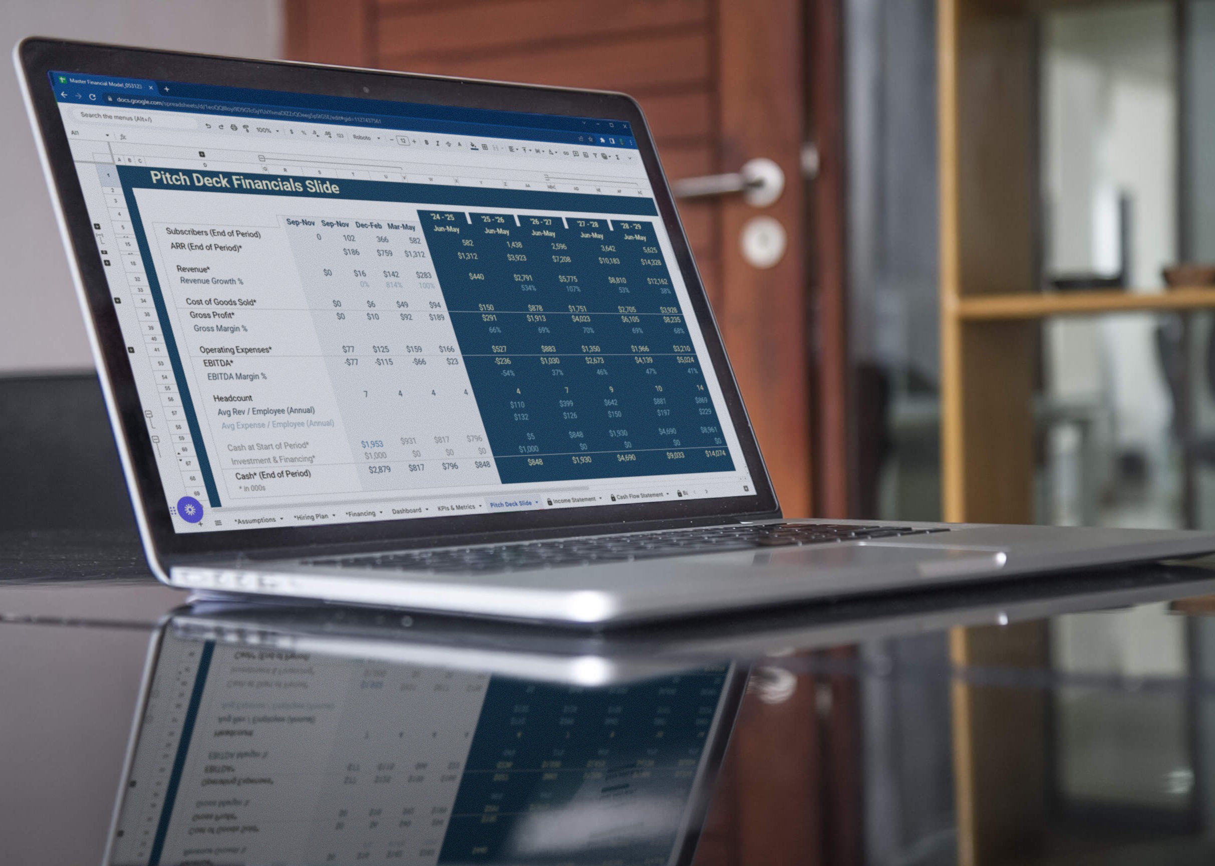 Pitch Deck Financial Presentation on laptop