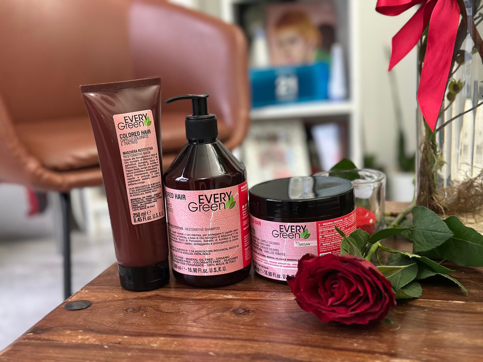 Green dresser, posters to create a pleasant atmosphere in the Camelia beauty salon.