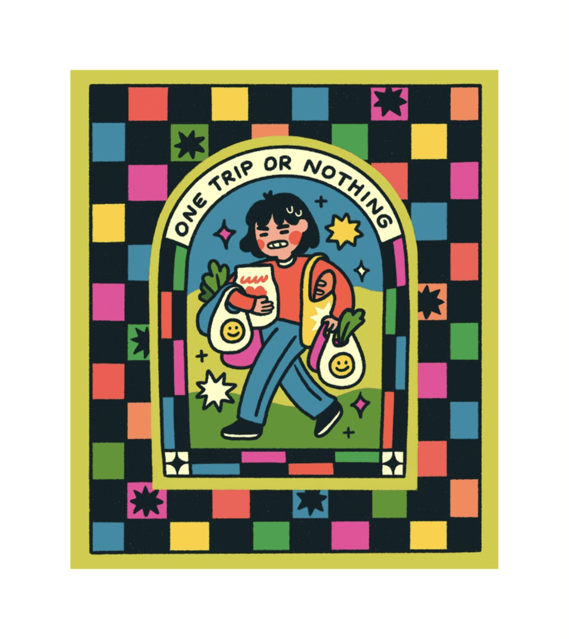 Young woman in colorful robe reads a book.