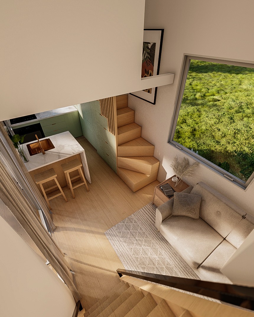 Double Trouble 7m/24ft tiny house interior