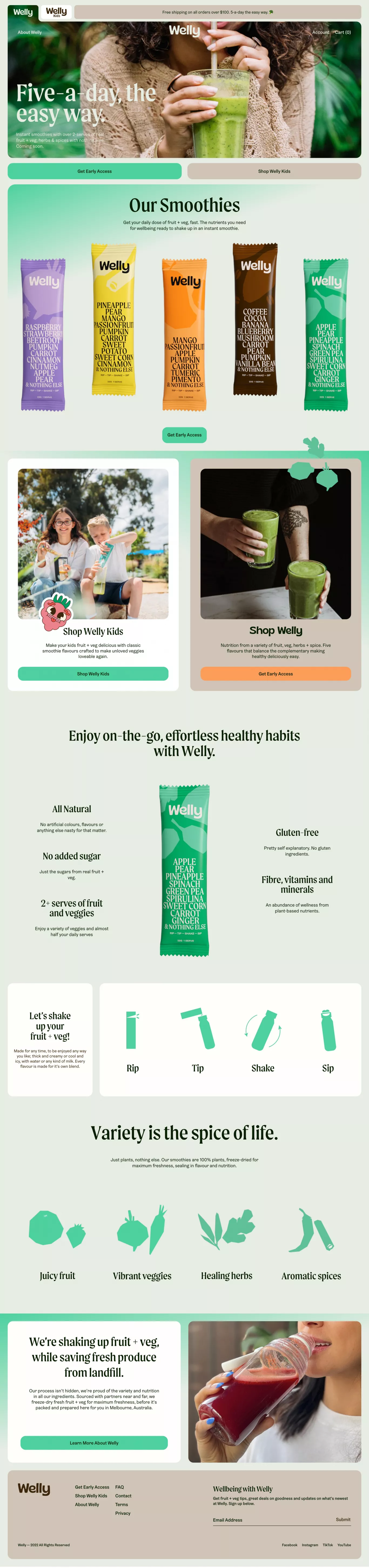 Welly & Welly Kids - 5-a-day the Easy Wa ecommerce page screenshot showcasing Food & Drinks design