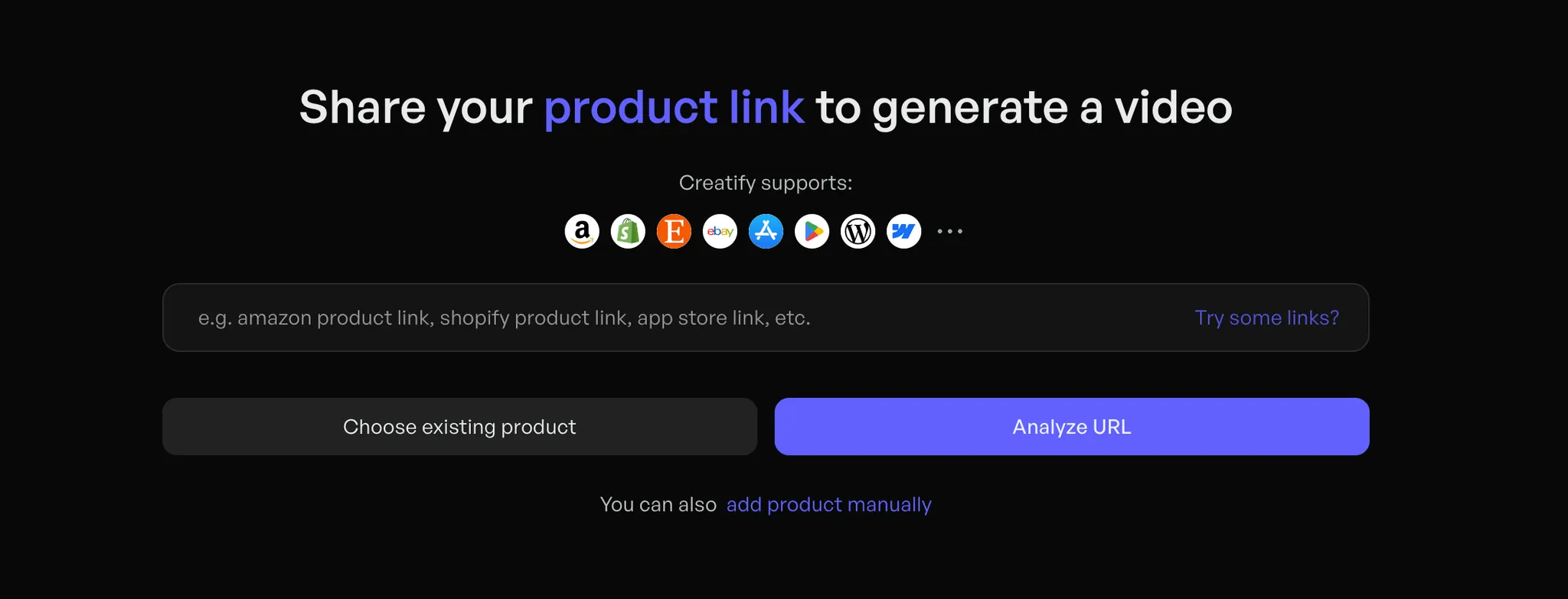 Creatify AI Url-to-video feature.