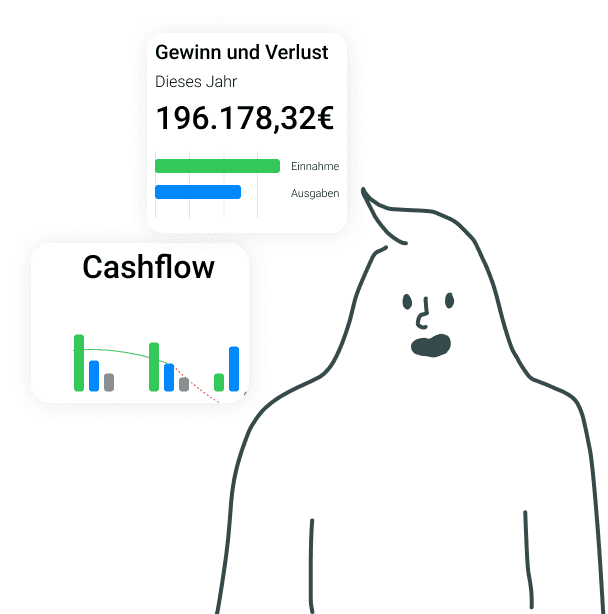 Bild eines stilisierten Digital MATEs umgeben von Infografiken