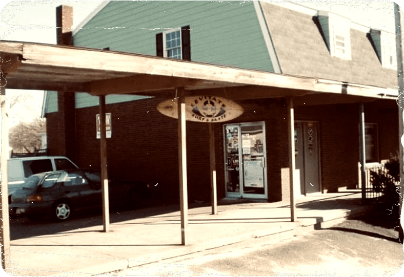 Old photograph of the original Levitate surf shop