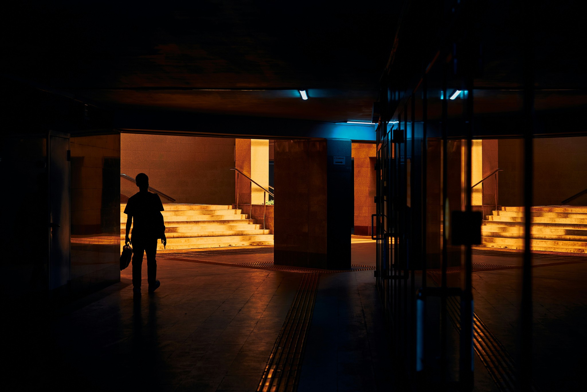 Person walking in underground area