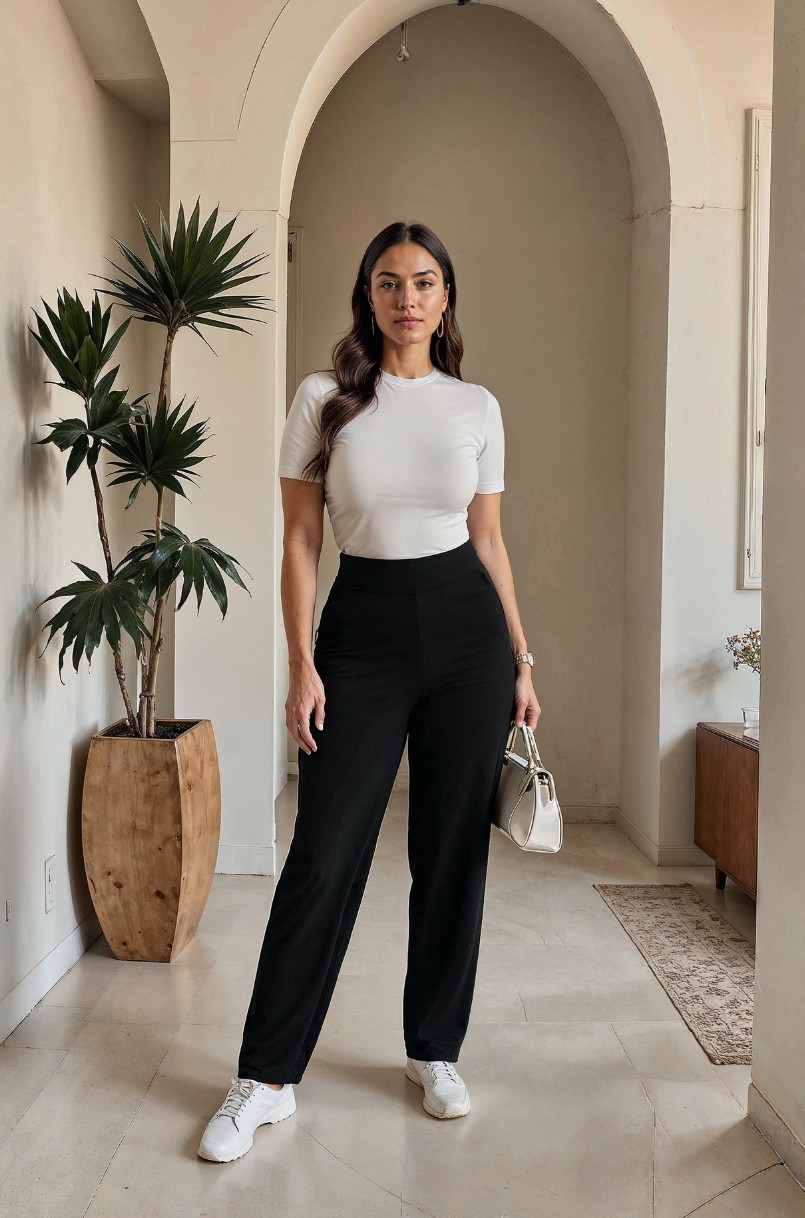 AI Generated Female Model - White top - Caimera AI