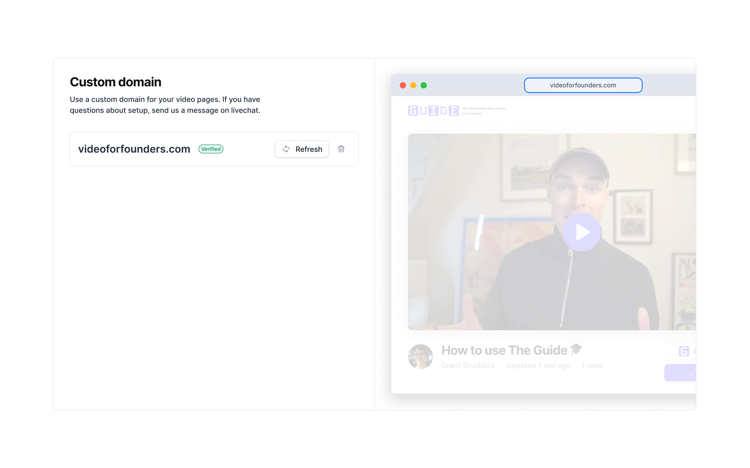 Video player with custom domain
