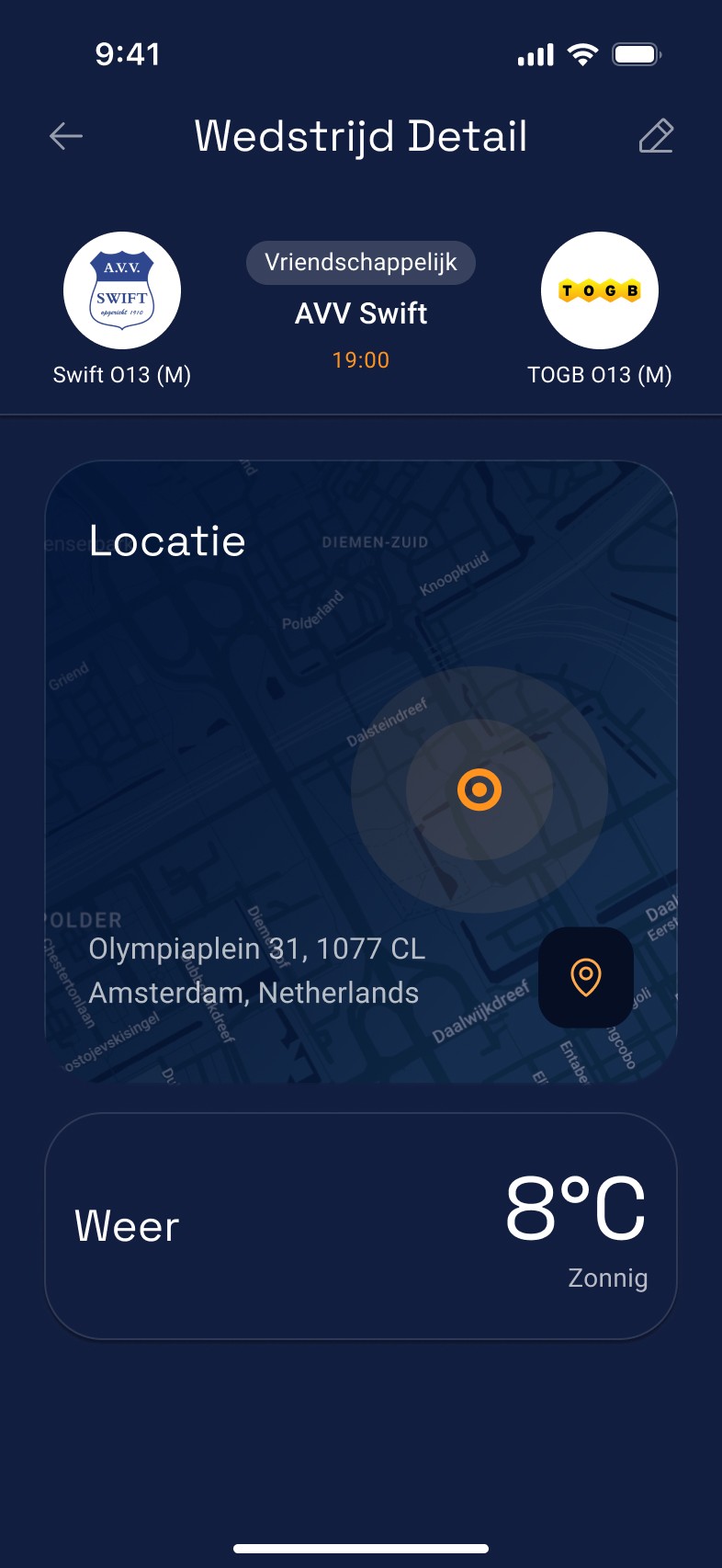 Scoutmate app - Wedstrijd detail