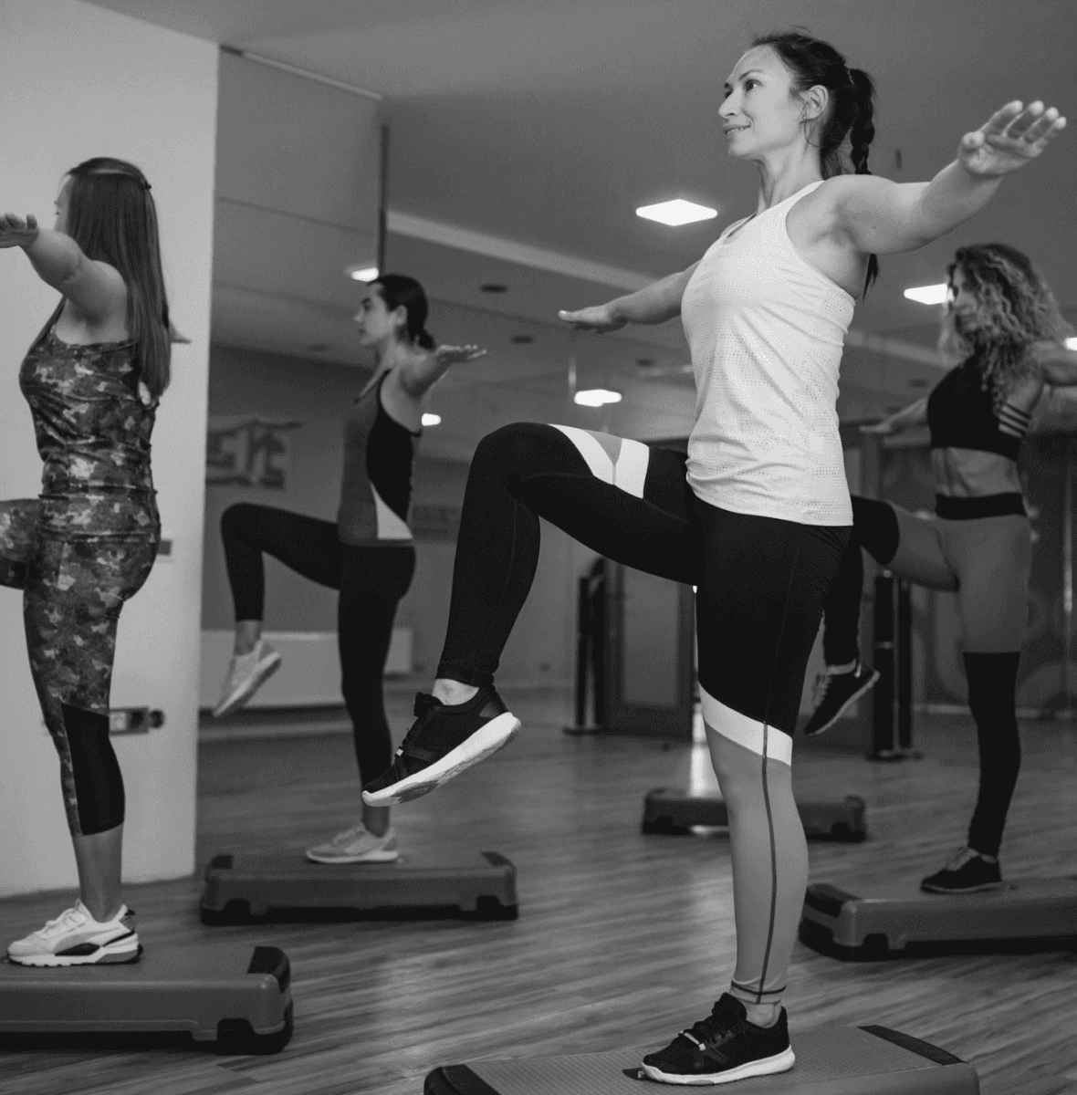 women stretching in the gym