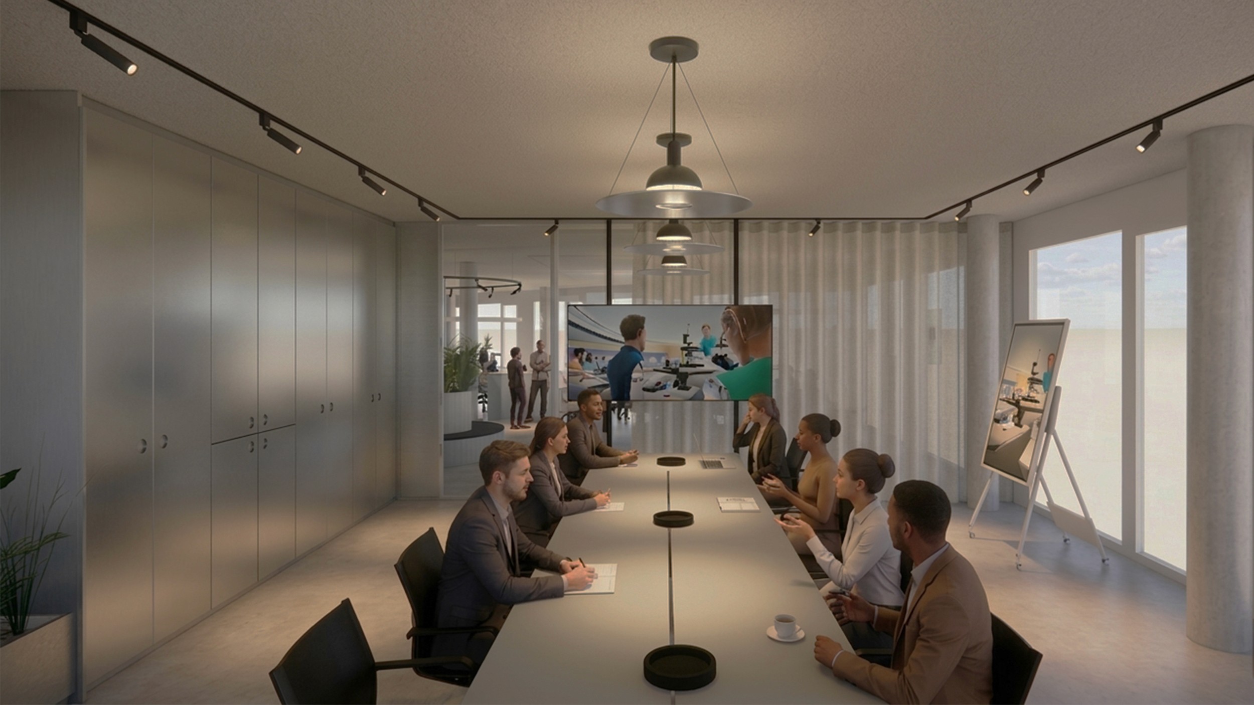 Moderner Arbeitsplatz im VR- und AR-Unternehmen realworld one mit Fokus auf agile Arbeitswelten und Collaboration