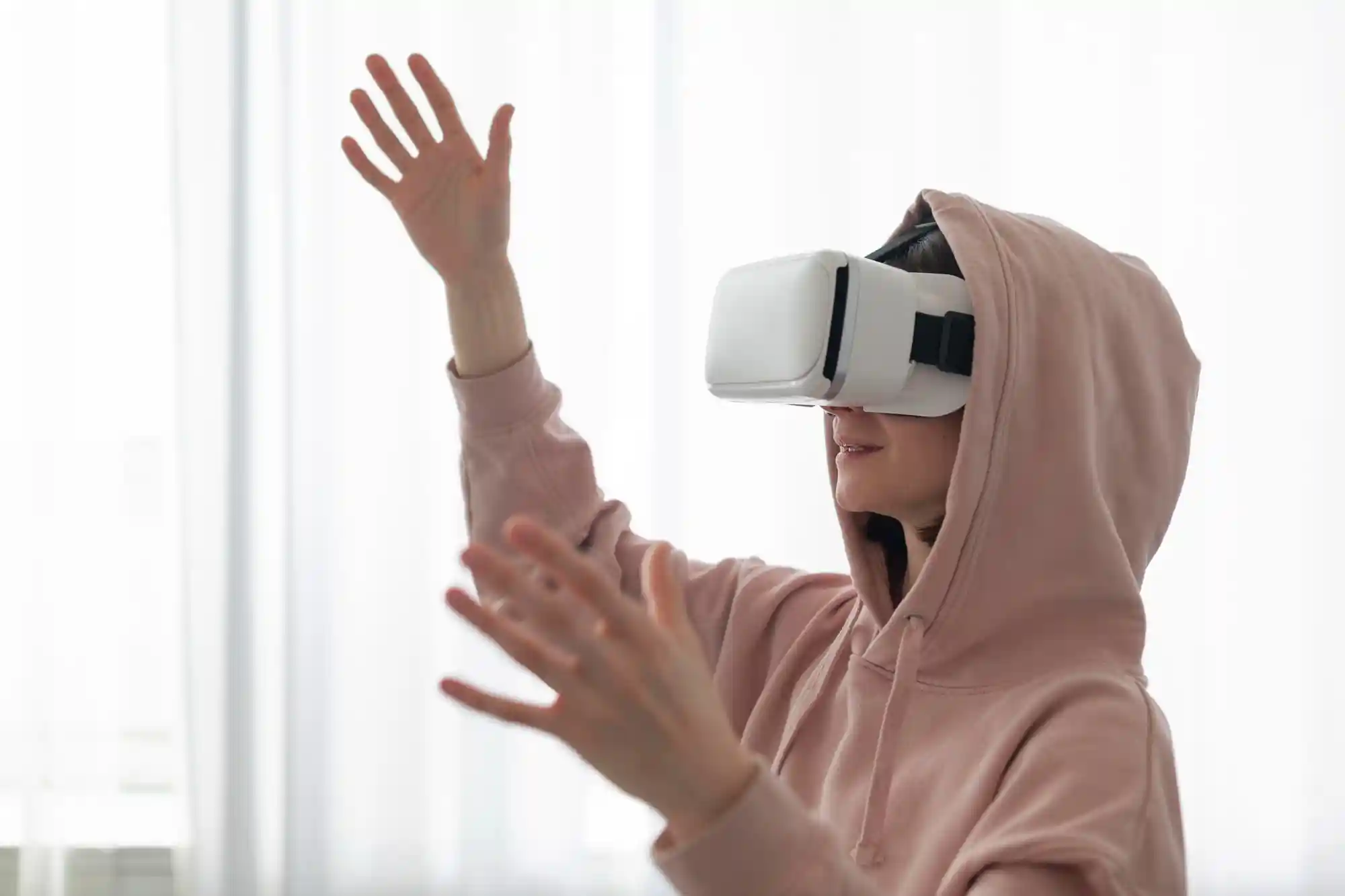 A person using a virtual reality headset.