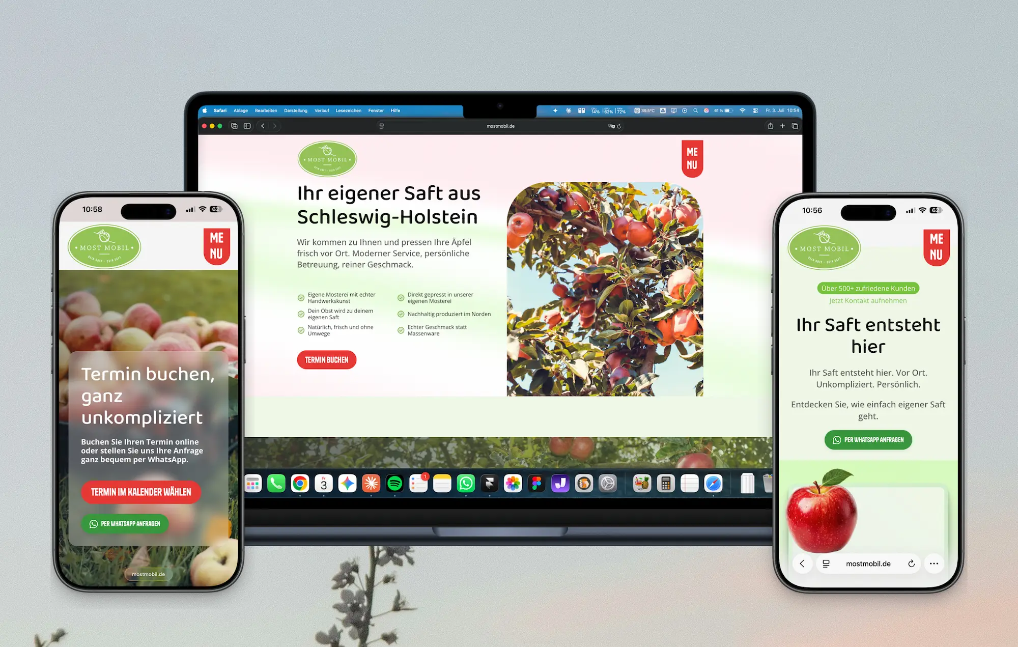 Website Mockup der Internetseite von Mostmobil