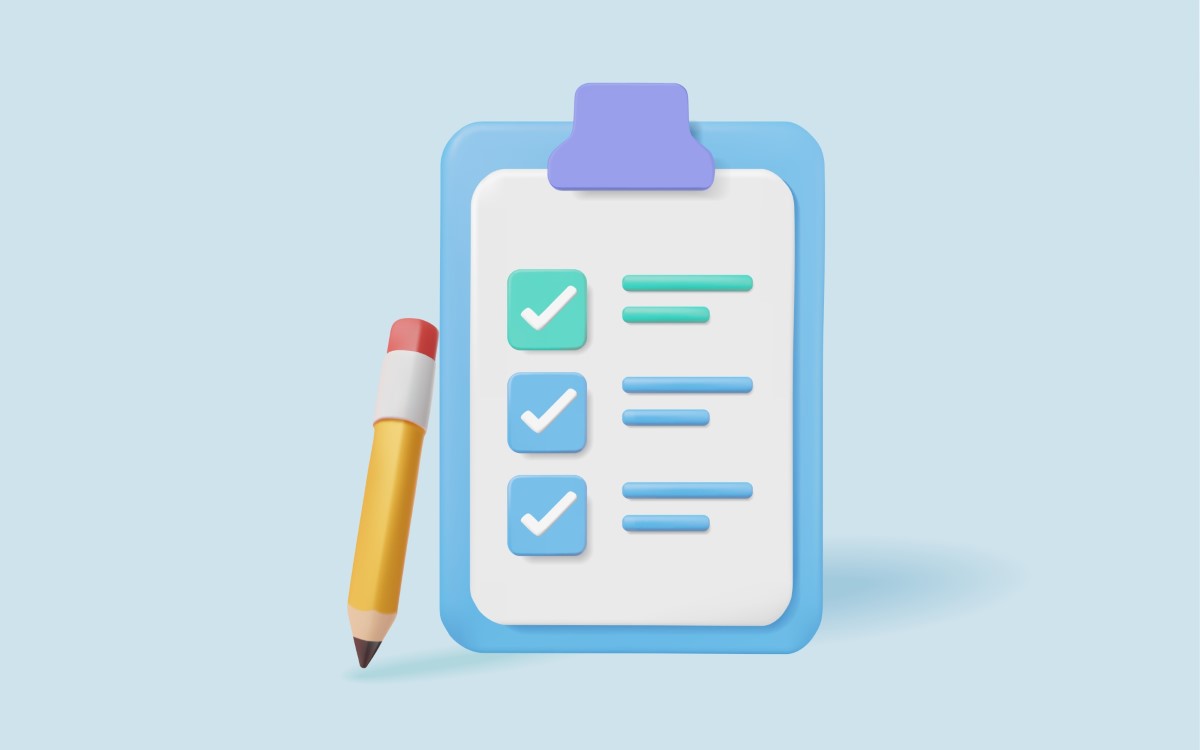 3D icon clipboard task management steps taken