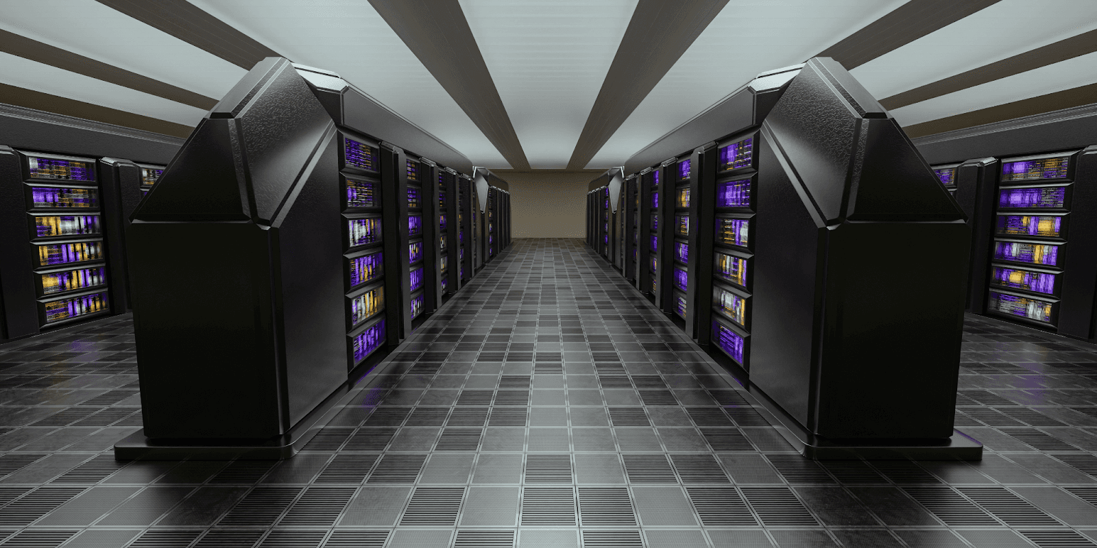 "Rows of advanced high-capacity server racks in a modern data center, representing Viking Data Centers’ AI infrastructure, power scalability, and innovation."