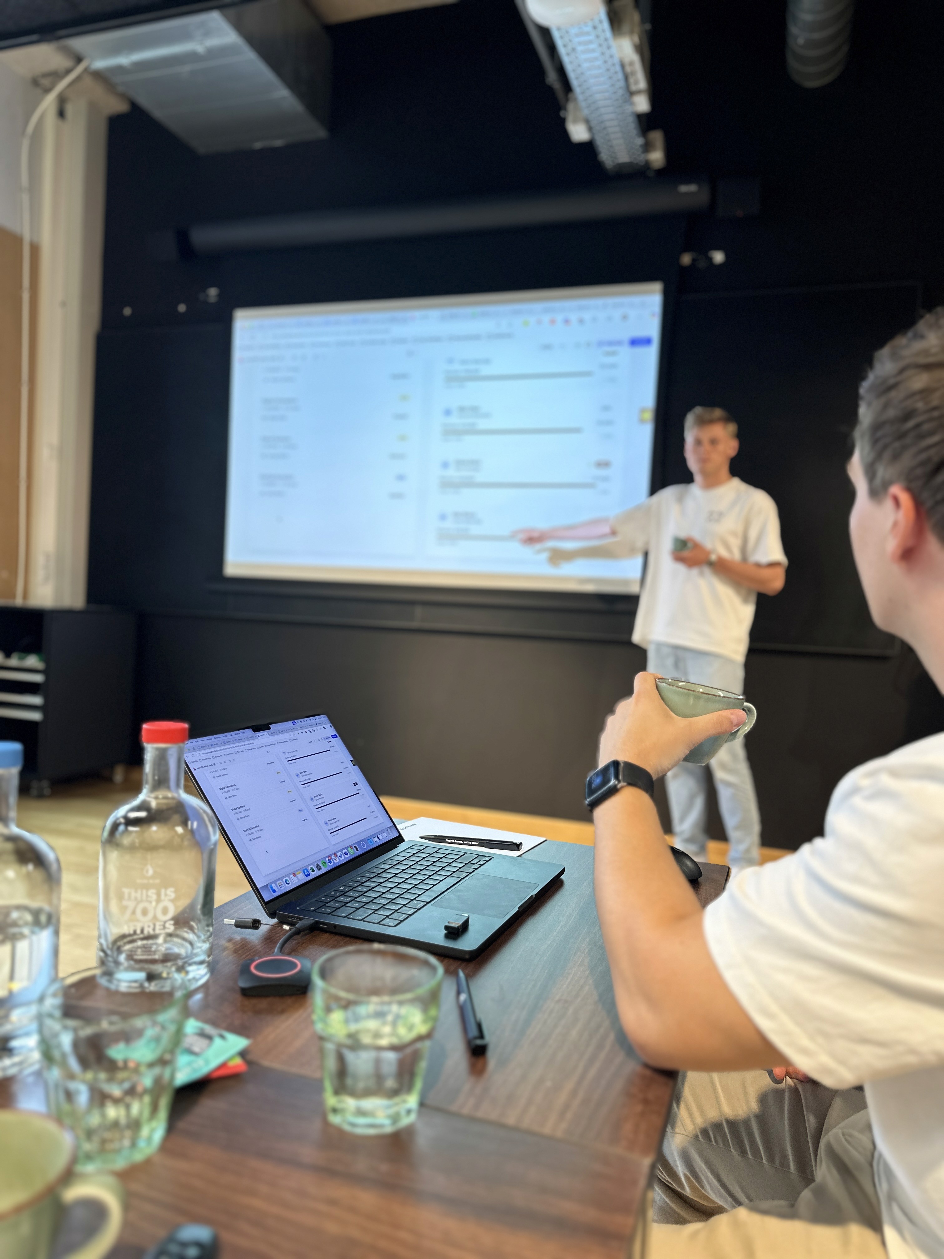 Drawing project plan on notebook