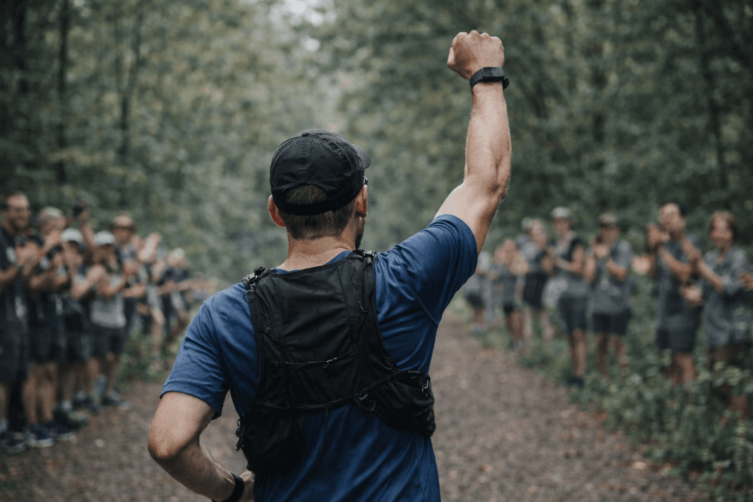 Athlete winning a race