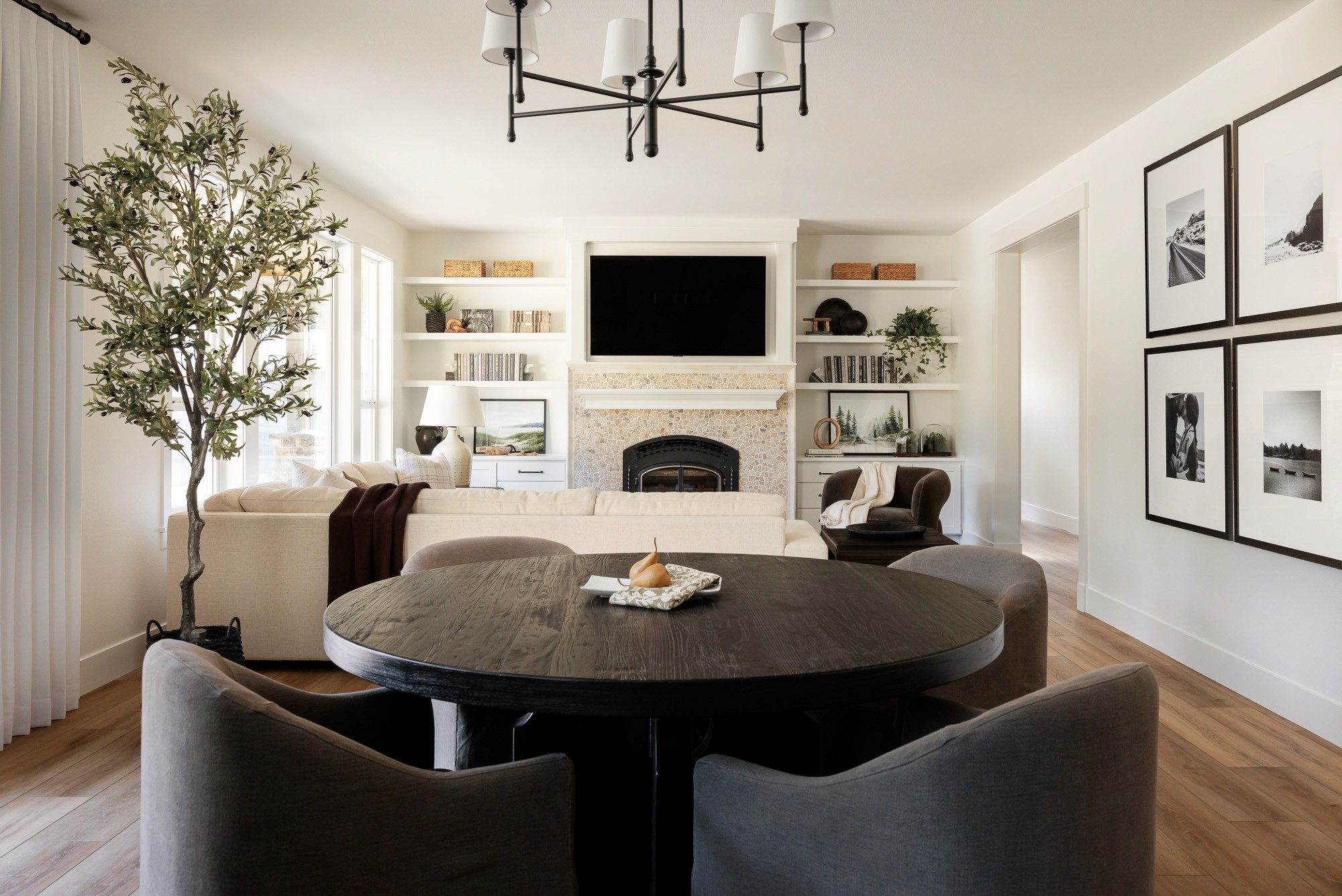 The living room in the Ravensdale House Project designed by Elegant Simplicity in Ravensdale Washington