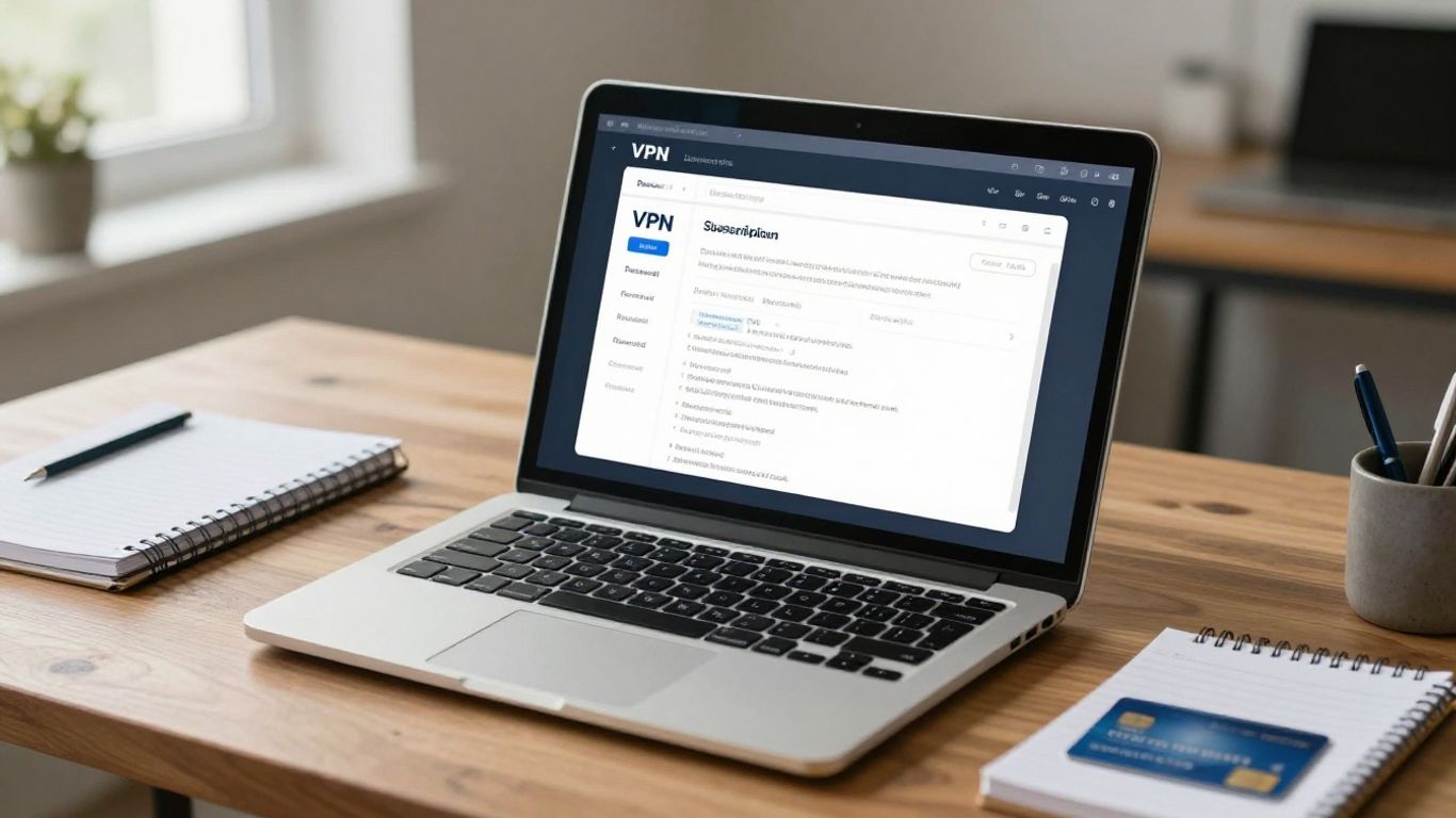 Laptop showing VPN subscription pricing details