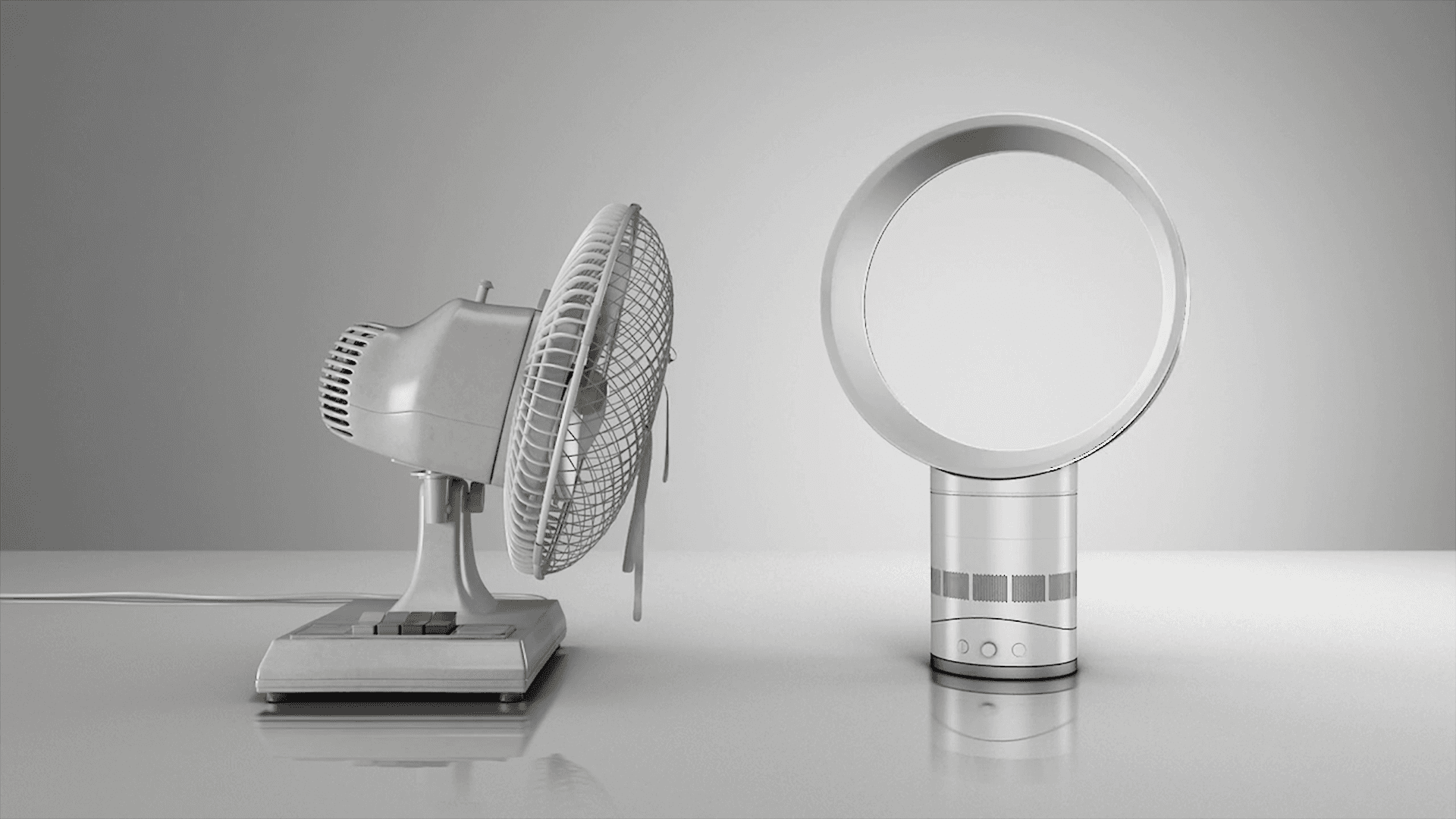Mainframe product work: Dyson fan in a photorealistic lifestyle CGI environment for premium consumer campaigns.