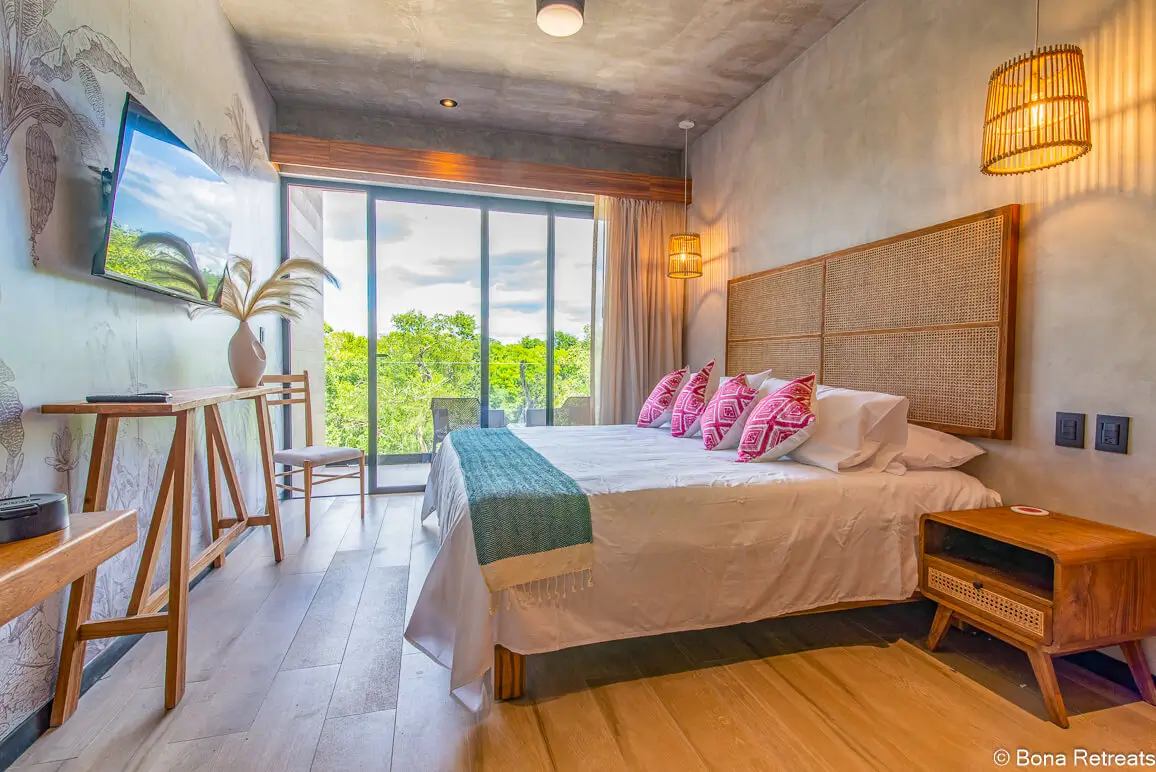 Inside our studio rental in Tulum, Mexico